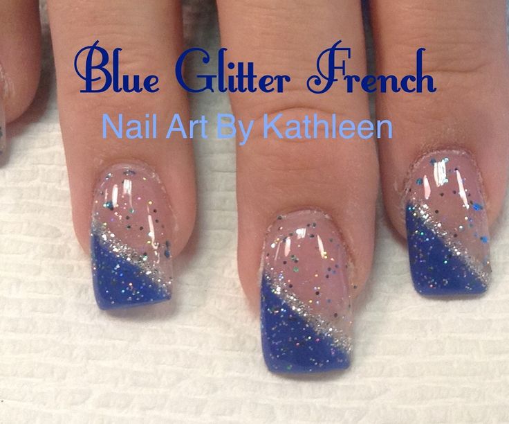 Chic Glittering Blue French Nails: A Modern Twist on Elegance.