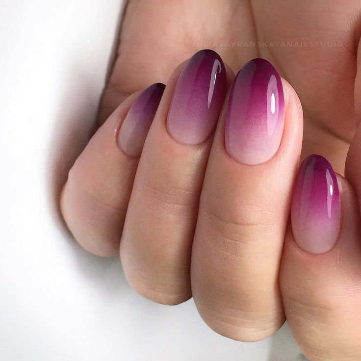 Elegant Ombre Nail Art: Deep Purple to Soft Pink Gradient