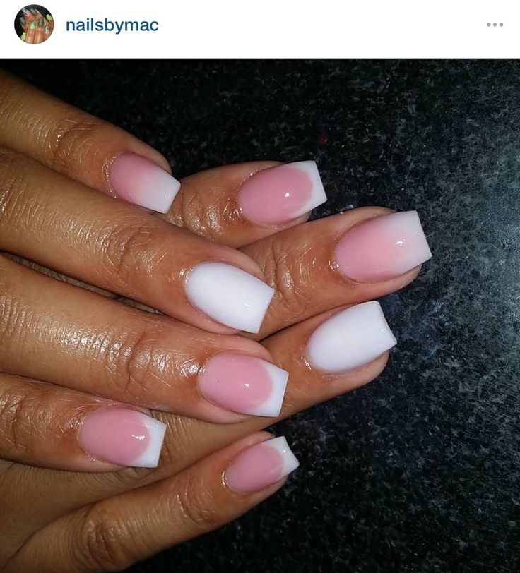 Timeless Sophistication: Elegant Square Nail Design with Pink and White Gradient