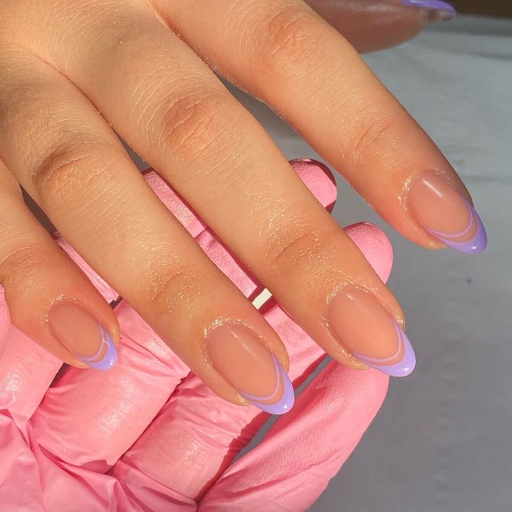 Chic Nude and Lavender Ombre Nail Design for an Elegant, Feminine Look.