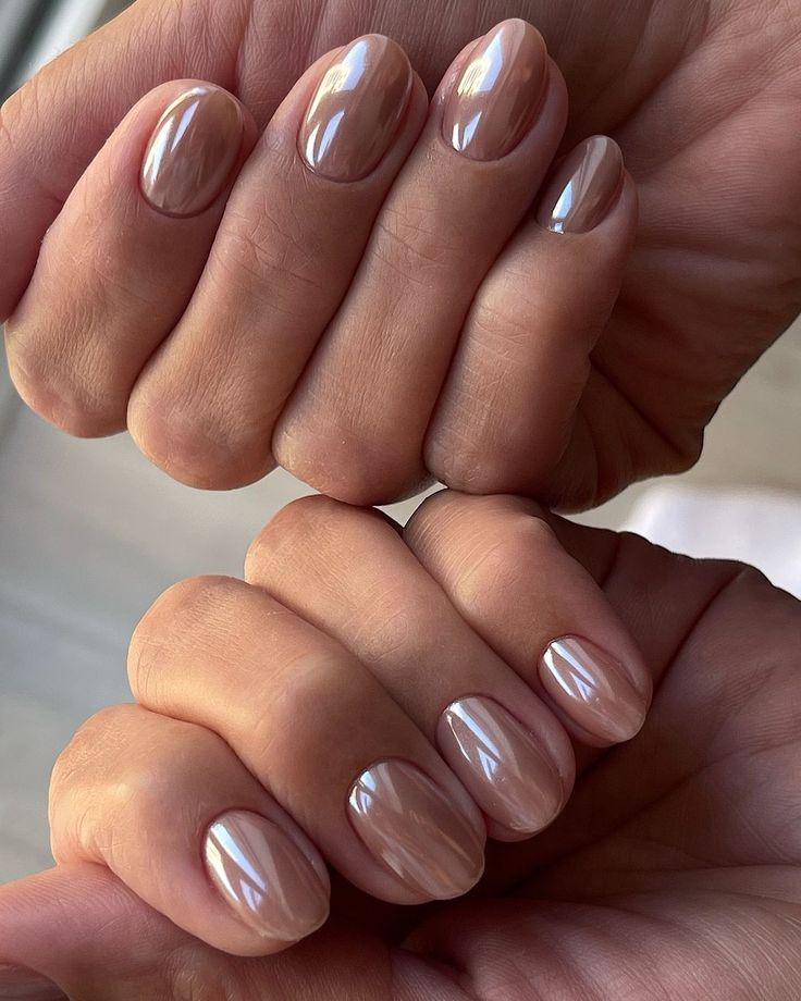 Sophisticated Glossy Nude Nail Design for Any Occasion.