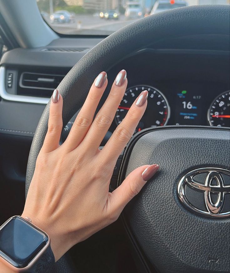 Chic Metallic and Neutral Nail Design for a Modern Aesthetic