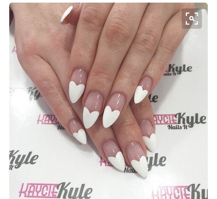 Charming Heart-Shaped White Tips on Nude Nails: A Versatile Elegant Design for Any Occasion